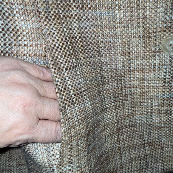 Talbots Italian Fabric Neutral Tweed Blazer 14 Academia Old Money Quiet Luxury - Picture 5 of 6